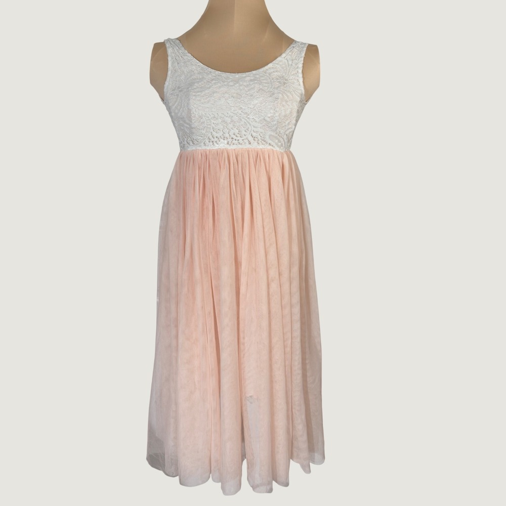 3081 | 2Bunnies Lace Tulle Tutu Party Dress Pink White Girls 9-10